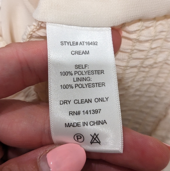 Cream Ruched Square Neck Blouse - Picture 4 of 4